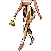 SweatyRocks Women's Casual Printed High Waisted Leggings Slim Fit Stretchy Skinny Pants