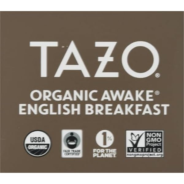 TAZO ORGANIC AWAKE ENGLISH BREAKFAST BLACK TEA, BLACK TEA WITH CAFFEINE, 16 TOTAL BAGS