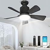 LANMEL Socket Fan Light with Remote Control,17.7-Inch Small Ceiling Fan with Light,3-Color Dimmable with E26/27 Base and Sock