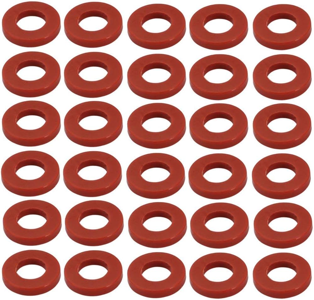 DyniLao 30pcs Red Silicone Round Flat Washers Assortment Size 10x19x3mm