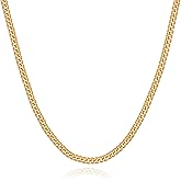 GLIVEOR Cuban Link Chain Necklace for Men & Women, 16 18 20 22 24 26 28 30 Inch Multi-Length Chunky Silver Chain, 3mm 3.5mm 5mm Widths