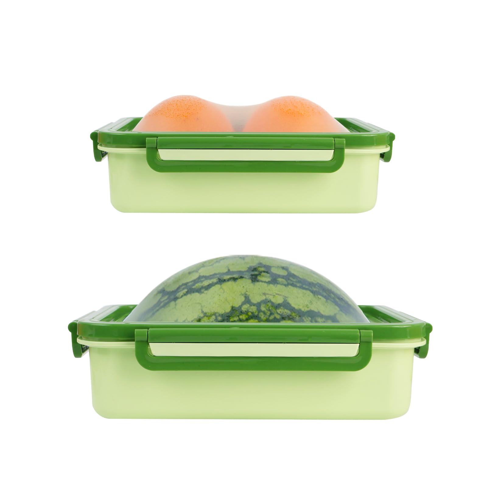 Photo 1 of Set Of 2 Reusable Large Fruit And Veggie Savers, Silicone Fruit Storage Box, Fresh Stretch Pods For Food Saver, Ideal For Roast Chicken, Garlic, Onions, Lemons, Watermelon and Potatoes (Green)