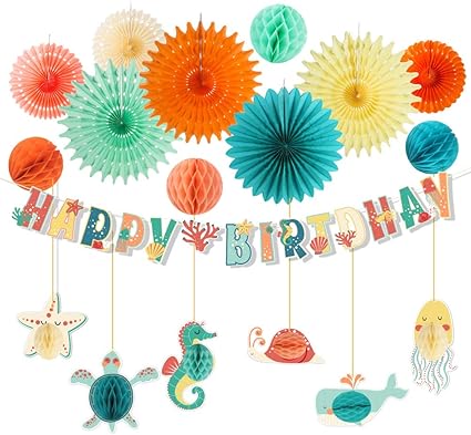 Amazon Com Ocean Themed Birthday Decorations Under The Sea Tropical Fish Party Sea Animals Honeycomb Ocean Birthday Decor For Kids Boys Girls Baby Shower Sunbeauty Toys Games