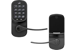 Yale Assure Lever Entry Door Handle with Wi-Fi Connected Physical Keypad, Black Suede Smart Door Lock with Handle, Back-Up Key, ‎YRL216-WF1-BSP