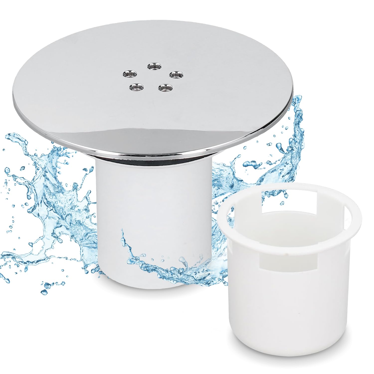 Shower Drain Cover, Shower Plughole Cover 90mm / 115mm Shower Drain Cover, Shower Tray Plug Hole Cover Chrome, Shower Waste Trap Cover, Shower Tray Drain Cover Fast Flow (White)