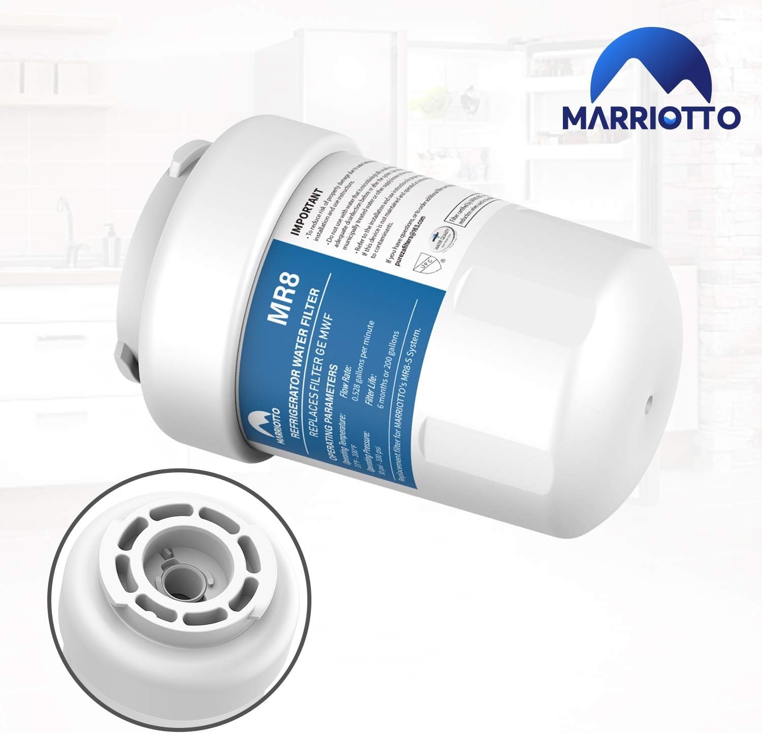MARRIOTTO Water Filters for GE Refrigerators, Smart Water Filters for Refrigerators NSF 42 Certified Cartridges Compatible with MWF, MWFA, MWFP, GWF, GWFA, 46-9991, HDX FMG-1, WFC1201, 3 Packs: Home Improvement