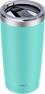 Umite Chef 20oz Stainless Steel Tumbler with Lid, Double Wall Vacuum Insulated Travel Mug Tumbler with Straw, Durable Insulated Coffee Mug for Hiking, Camping & Traveling（Mint Green）