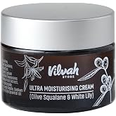 Vilvah Store Ultra Moisturising Cream | For Normal, Dry &amp; Sensitive Skin | For Face, Hand &amp; Body | Non-Greasy Cream With Olive Squalene And White Lily | 50ml