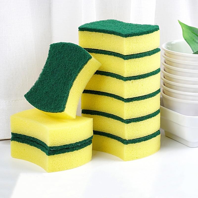 Photo 1 of 10 Pcs Kitchen Cleaning Sponge, Double Face Non-Scratch Scrub Sponge, Super Absorbent Multi-Use Cleaning, Widely Used in Kitchen, Bathroom, Outdoor