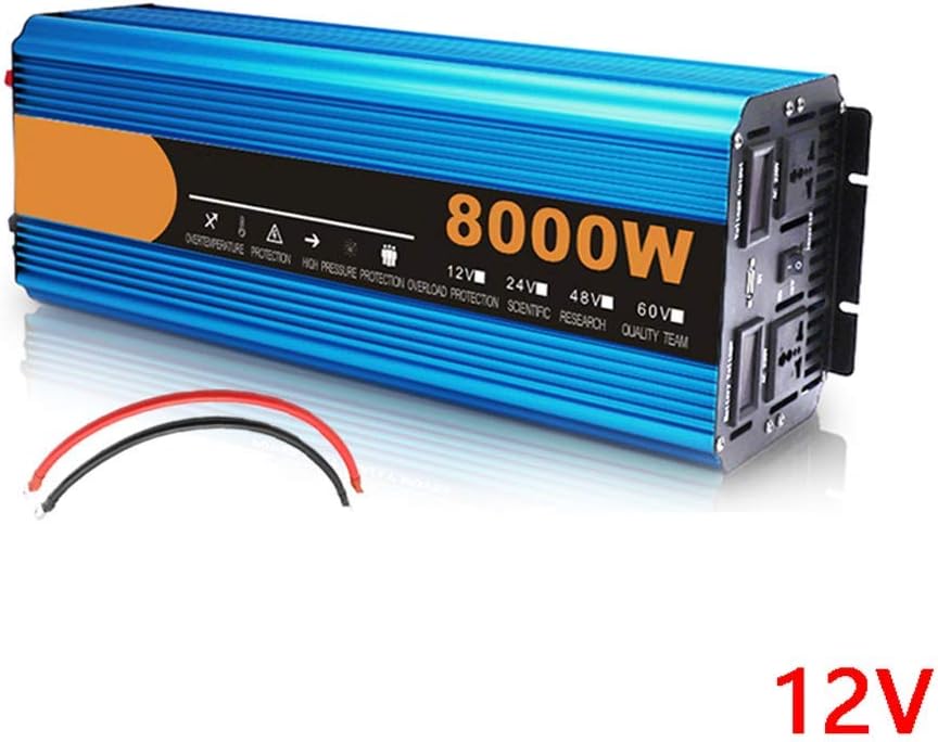 Met lcx 8000W Power Inverter Dc 12V to Ac 220V Converter, Dual Ac Outlets and USB Interface, Suitable for Family Truck Car Pure Sine Inverter