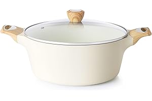 SENSARTE Ceramic Nonstick Stock Pot with Lid, 6.6 QT Soup Pot Casserole Pot, Non-Toxic Healthy Pasta Pot, Large Cooking Pot S