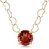 Gem Stone King 14K Yellow Gold 6.5MM Round Gemstone Birthstone Pendant Necklace | Gold Necklace For Women | 18 Inch Heart Gold Chain | Fine Jewelry Gifts for Her Mom Women Wife
