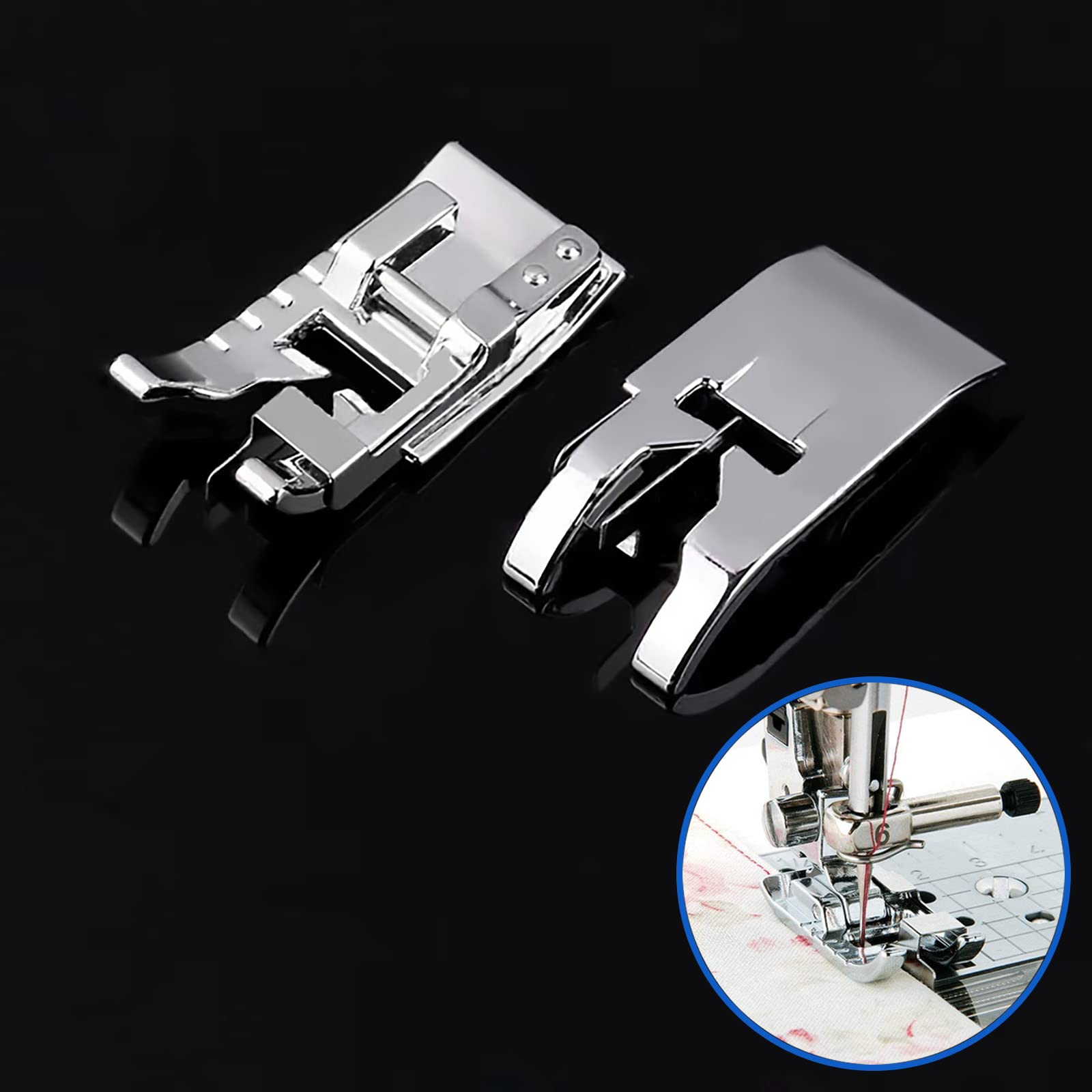 3 Pcs Sewing Machine Presser Foot Set of 1/4 inch Quilting Patchwork, Stitch in Ditch and Overcast Presser Foot for All Low Shank Snap-On Singer, Brother, Babylock, Euro-Pro