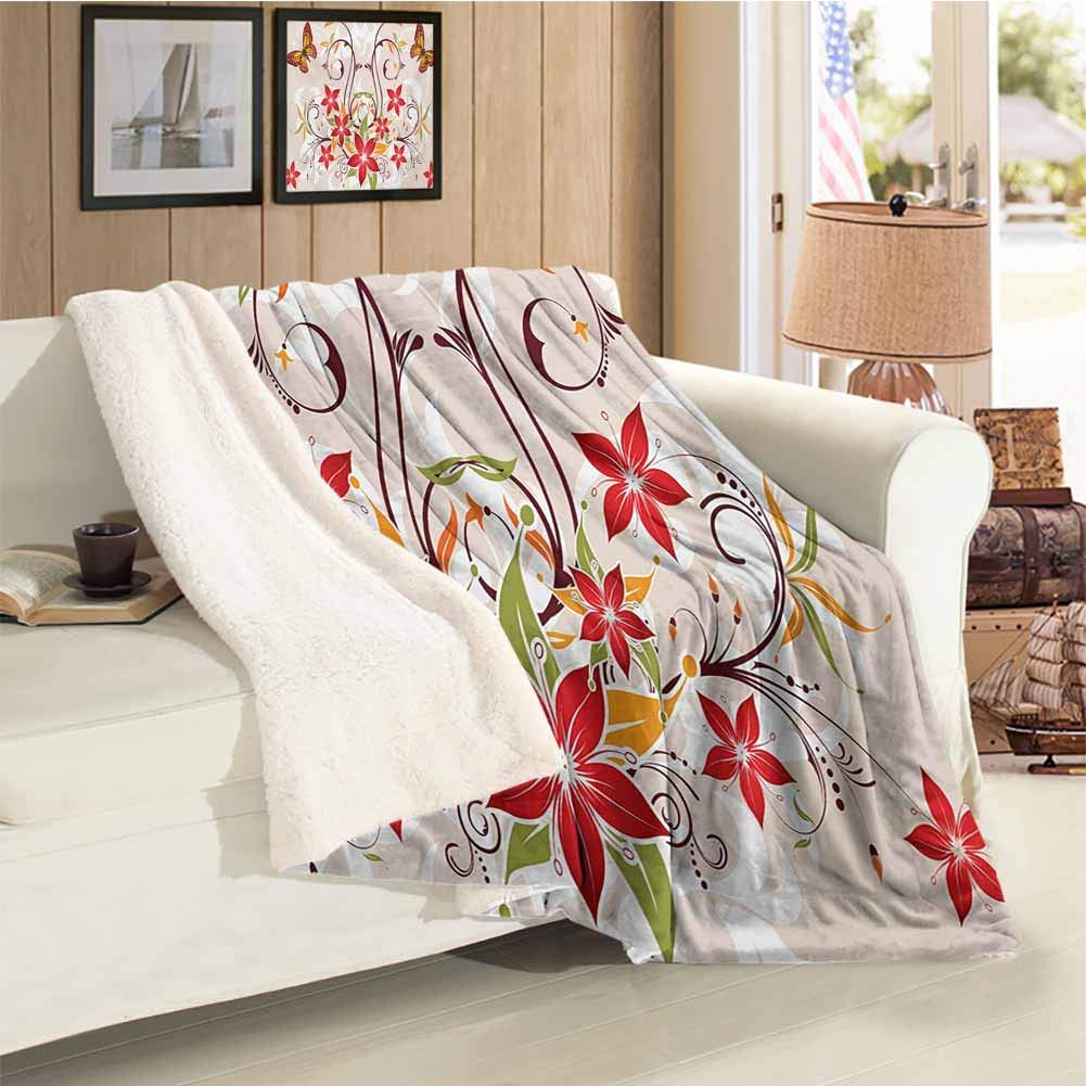 Floral Cashmere Velvet Butterflies and Flourishing Swirled Blossoms Bouquet Botany Artistic Image Be