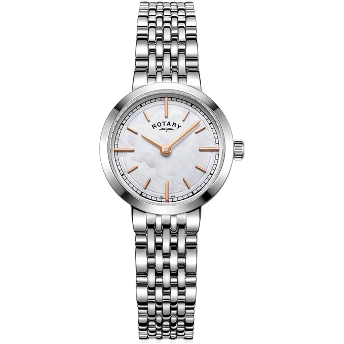 Rotary Womens Analogue Classic Quartz Watch with Stainless Steel Strap