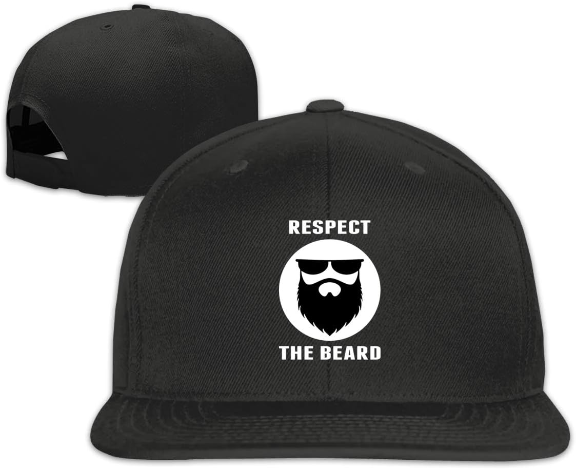 Respect The Beard Snapback Hats Adjustable Solid Flat Bill Baseball Cap Unisex Black