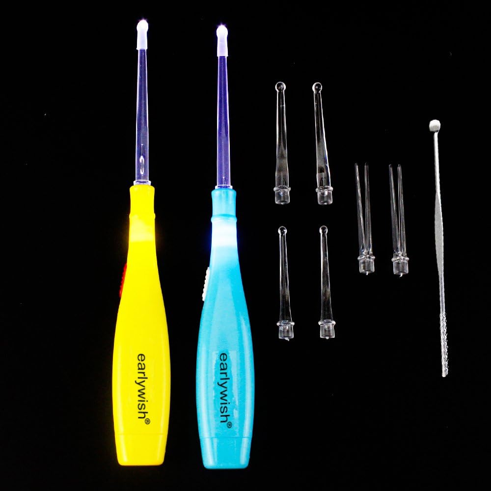 Earlywish Upgraded 6.75" Long Tonsil Stone Remover Tool, 2 Sets for Blue and Yellow 5 attachments Each Set - Image 3