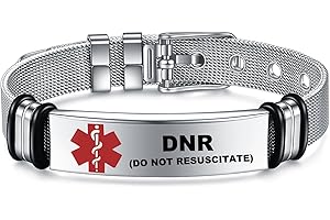 YOTHIWAD Medical Alert Bracelets for Men, Strong Durable Stainless Bracelet Medical Id Bracelets with Free Laser Engraving,Adjustable Wristband Dual-Side Engraving