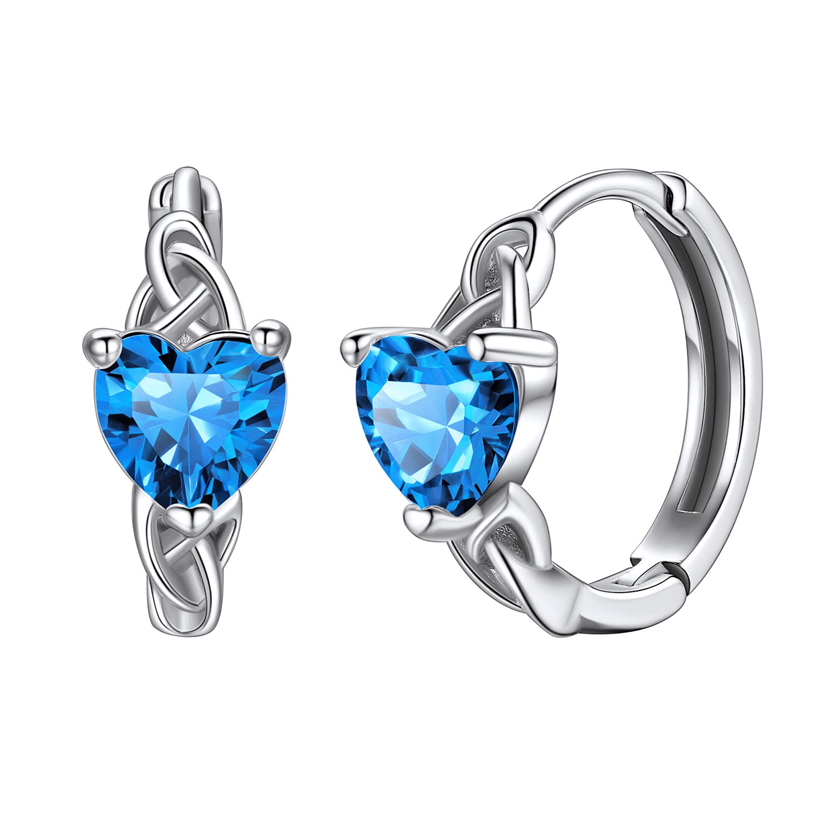 Silver Hoops Earrings for Women Blue Earrings Cubic Zirconia Earrings Ladies Earrings Cartilage Hoop Huggie Earrings Sterling Silver