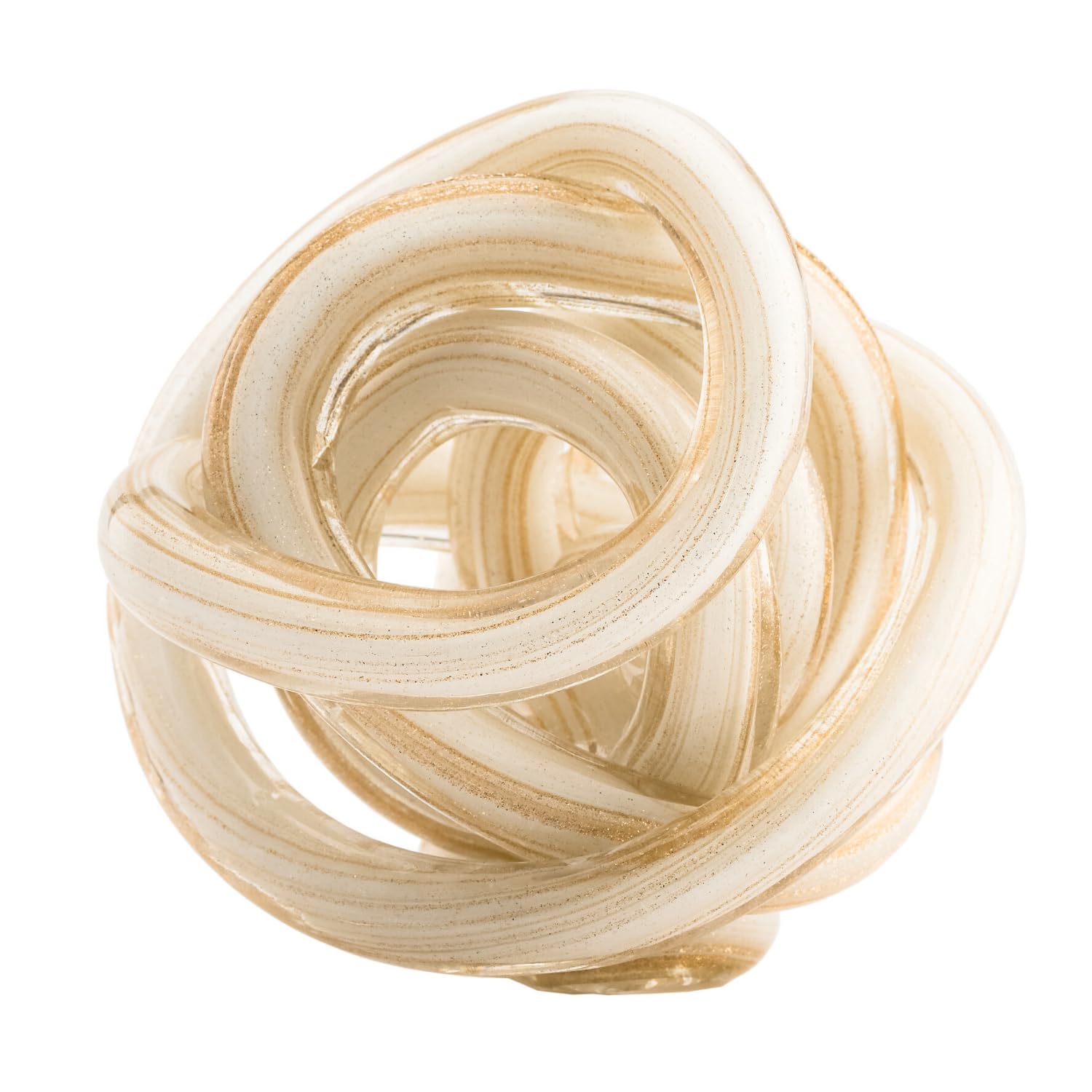 Torre & Tagus Orbit Mini Glass Décor Ball, 3-inch Diameter, Gold Metallic White