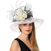 Women's Organza Church British Fascinator Bridal Tea Party Wedding Hat Summer Ruffles Cap