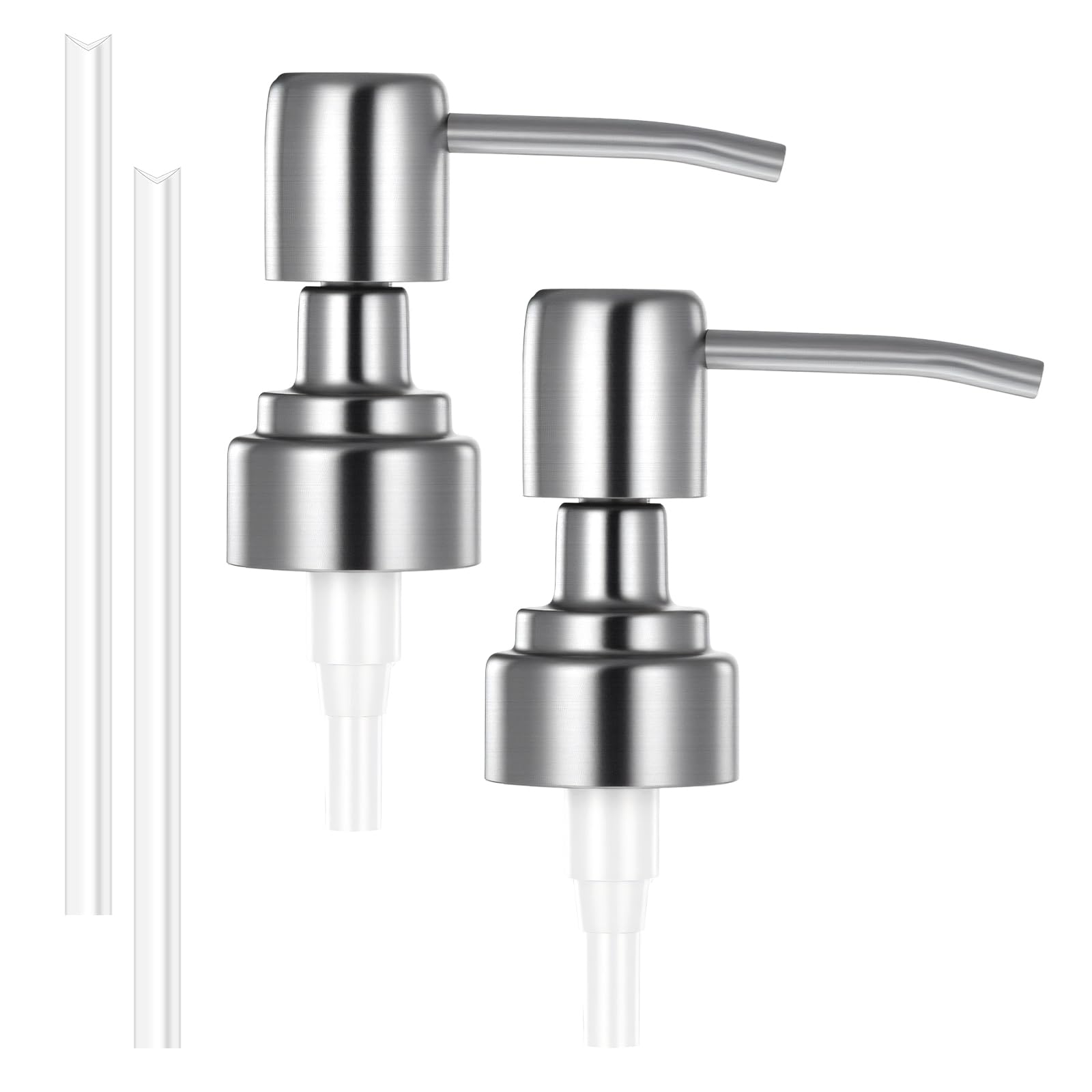 Photo 1 of 2 PCS Soap Dispenser Pump Replacement, Silver Stainless Steel Soap Pump Replacement Head, Kitchen and Bathroom Soaps Dispenser Pumps for Lotion Bottles, Standard Diameter 28/400 Neck Size