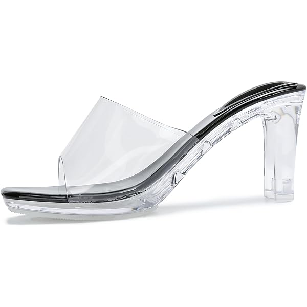 Amazon.com | X2B Women's Clear Chunky Heel Mule Sandals