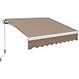 Outsunny 8' x 7' Patio Retractable Awning, Manual Exterior Sun Shade Deck Window Cover, Brown