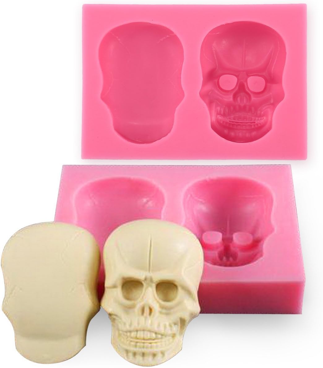 Joinor 3D Skull Silicone Mould Fondant Sugar Clay Jewellery Fimo Button Cake Mold