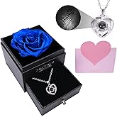 AGQWR Rose Necklace for Women, Birthday Gifts for Girlfriend, 100 Languages I Love You Heart Necklace, Valentines Mother's Day Christmas Aniversario Gift for Her(Pink)