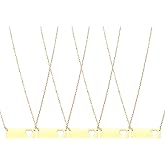 MECCANIXITY 5Pcs Initial Bar Pendant Necklace, Stainless Steel Rectangle Blank Pendant Necklace, Heart Bar Charm for Woman Gifts Jewelry, Golden