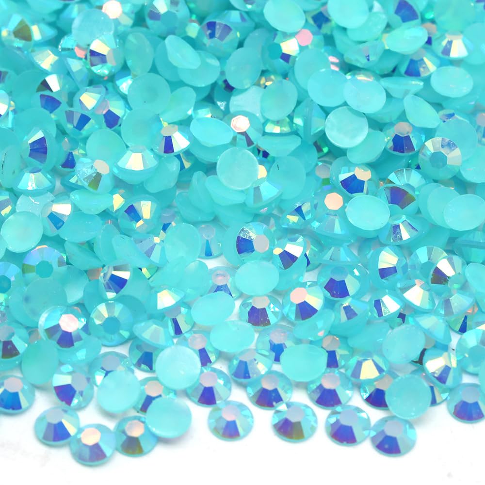 MajorCrafts 2000pcs 5mm ss20 Jelly AB Flat Back Round 14 Facets Resin Rhinestones Arts and Crafts Embellishment Gems (Aqua Blue AB C84) — image 1
