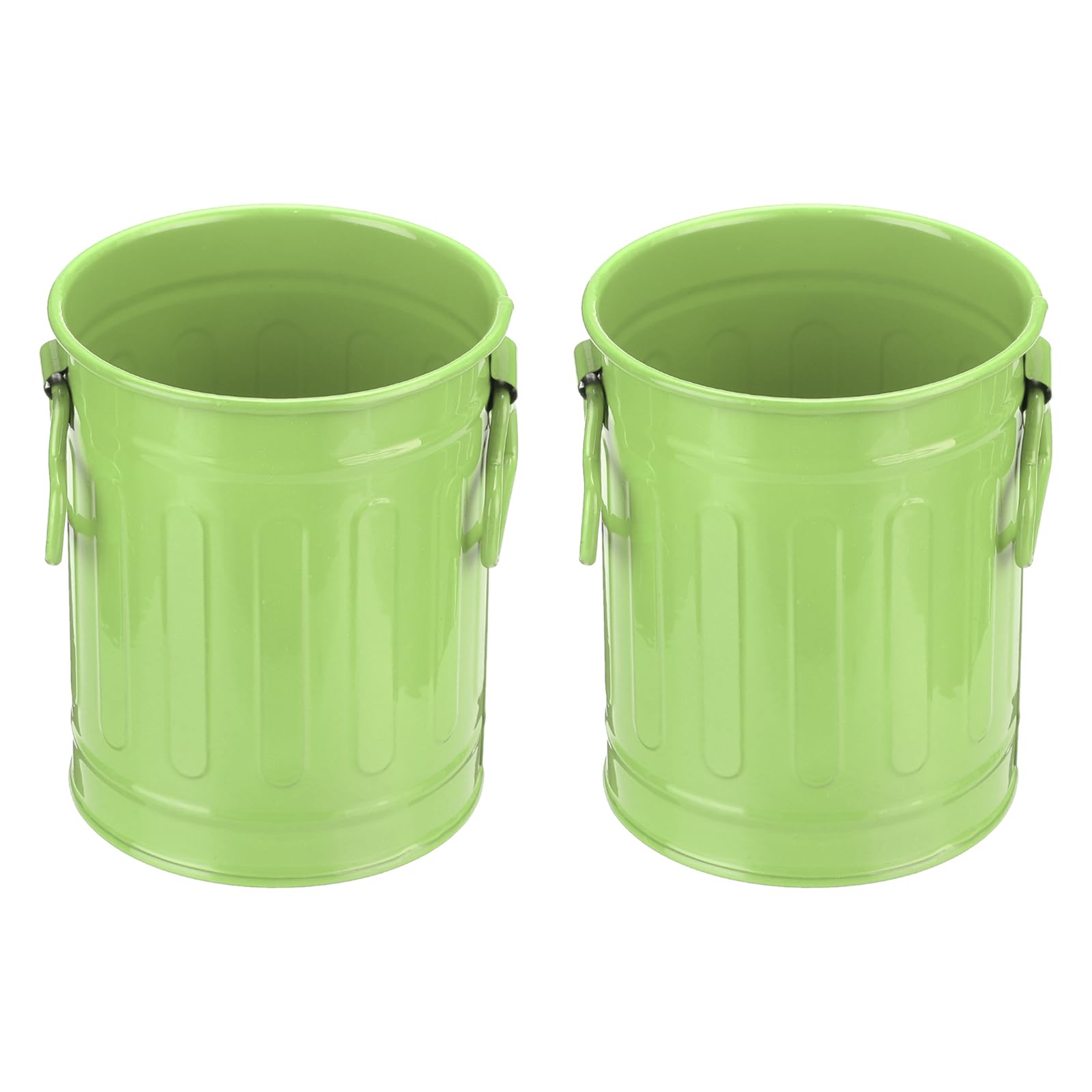PATIKIL Barrel Pencil Holder, 2 Pack Metal Pen Holder for Desk Pencil Holders Cup Organizer with Handles Makeup Brush Holder Stationery Storage, Green