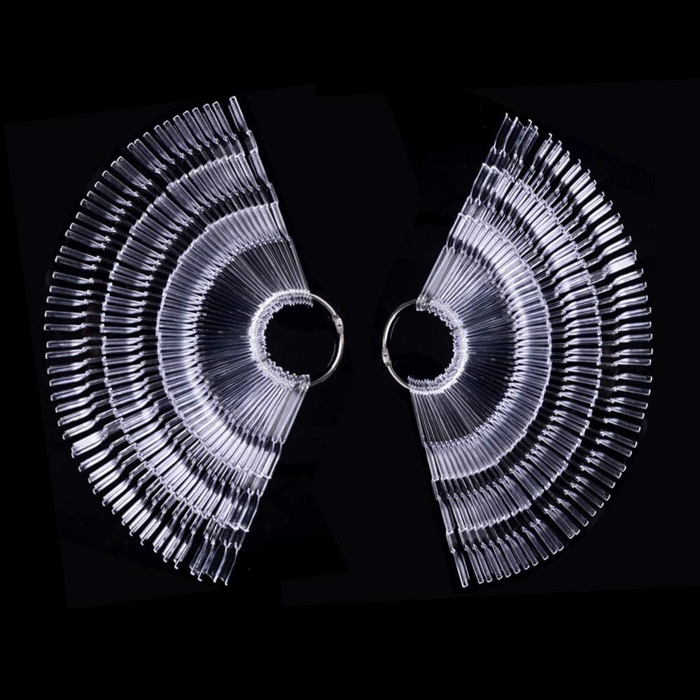 GOGOONLY300 Clear Tips Fan-shaped Nail Art Display Chart Acrylic False Tips Practice Tool - 300 Tips in Total - BH000896