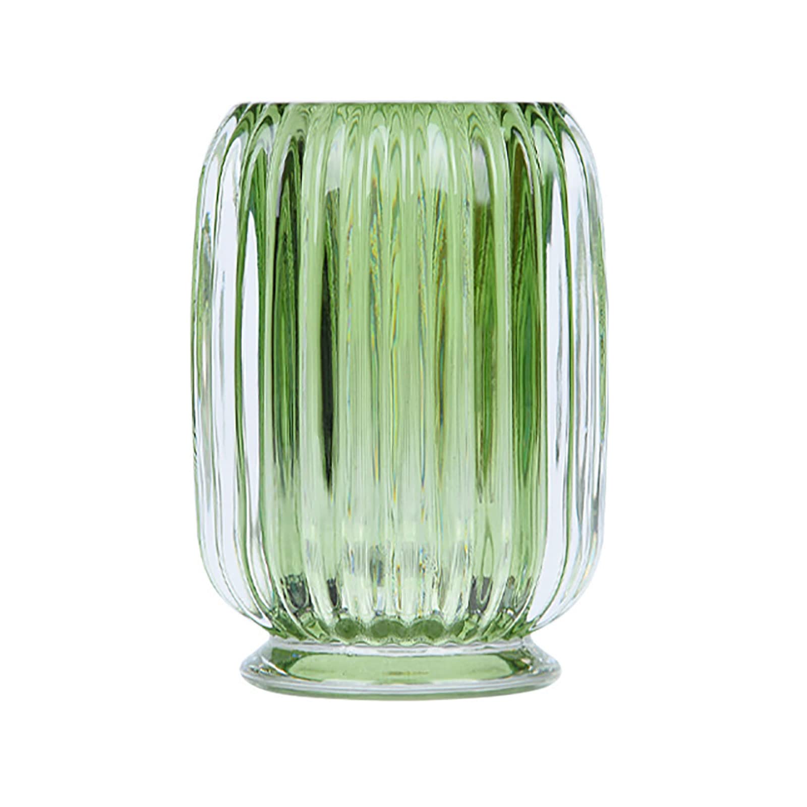 DASITON Makeup Brush Holder Organiser, Crystal Cosmetic Make Up Brush Holder, Glass Makeup Brushes Storage Organiser, Vintage Make Up Cup Striped Vase (Green)