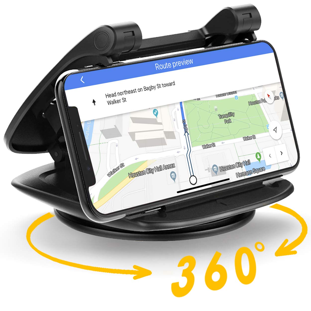 360° Rotate Adjustable Car Phone Holder for Dashboard -YAPITO Car Dashboard Phone Mount, Compatible iPhone Xs Max XR X 6s 7 8 Plus, Samsung Galaxy Note2~Note9, S3~S9+,Pixel, Sony, LG, Vehicle GPS