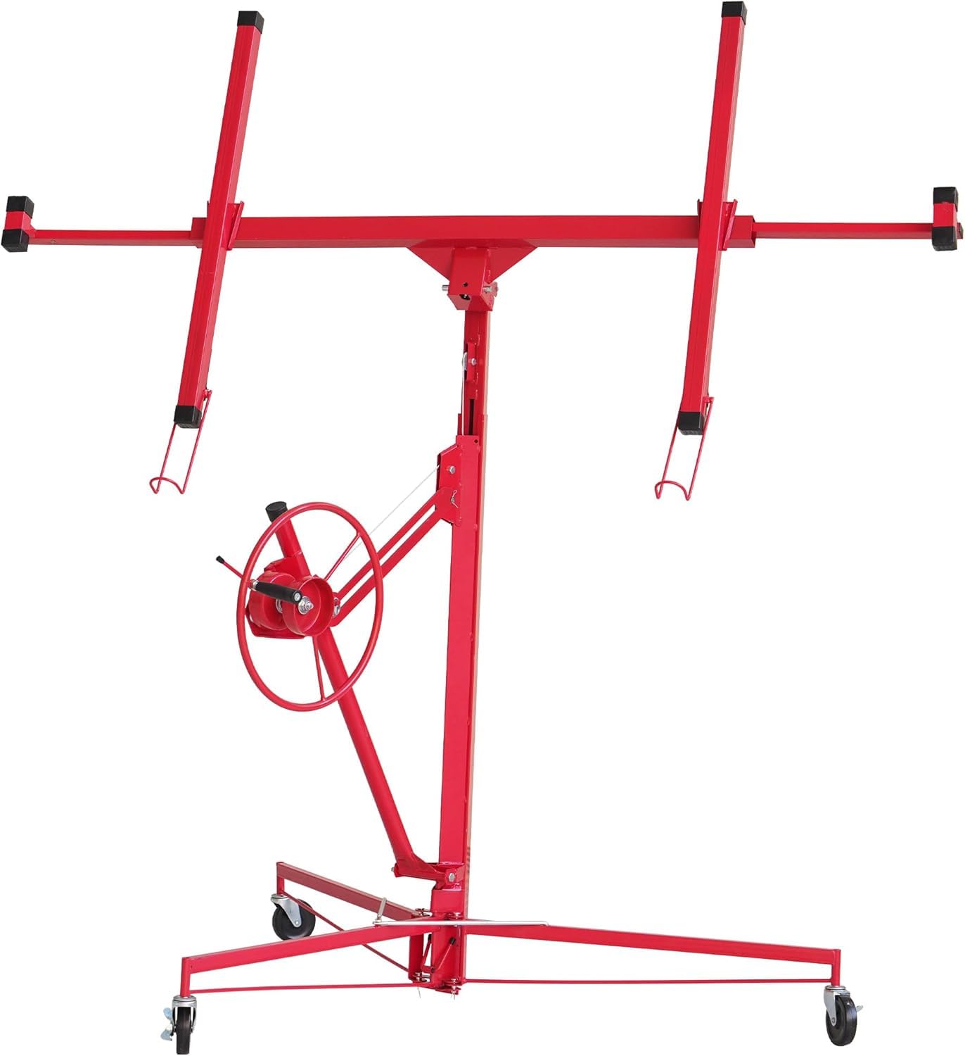 Photo 1 of Elevon 11FT Drywall Lift Panel Hoist Jack Lifter, 150LBS Heavy Duty Sheetrock Lift, Rolling Caster Wheels, Lockable Construction Tools, Adjustable Telescopic Arm, Red