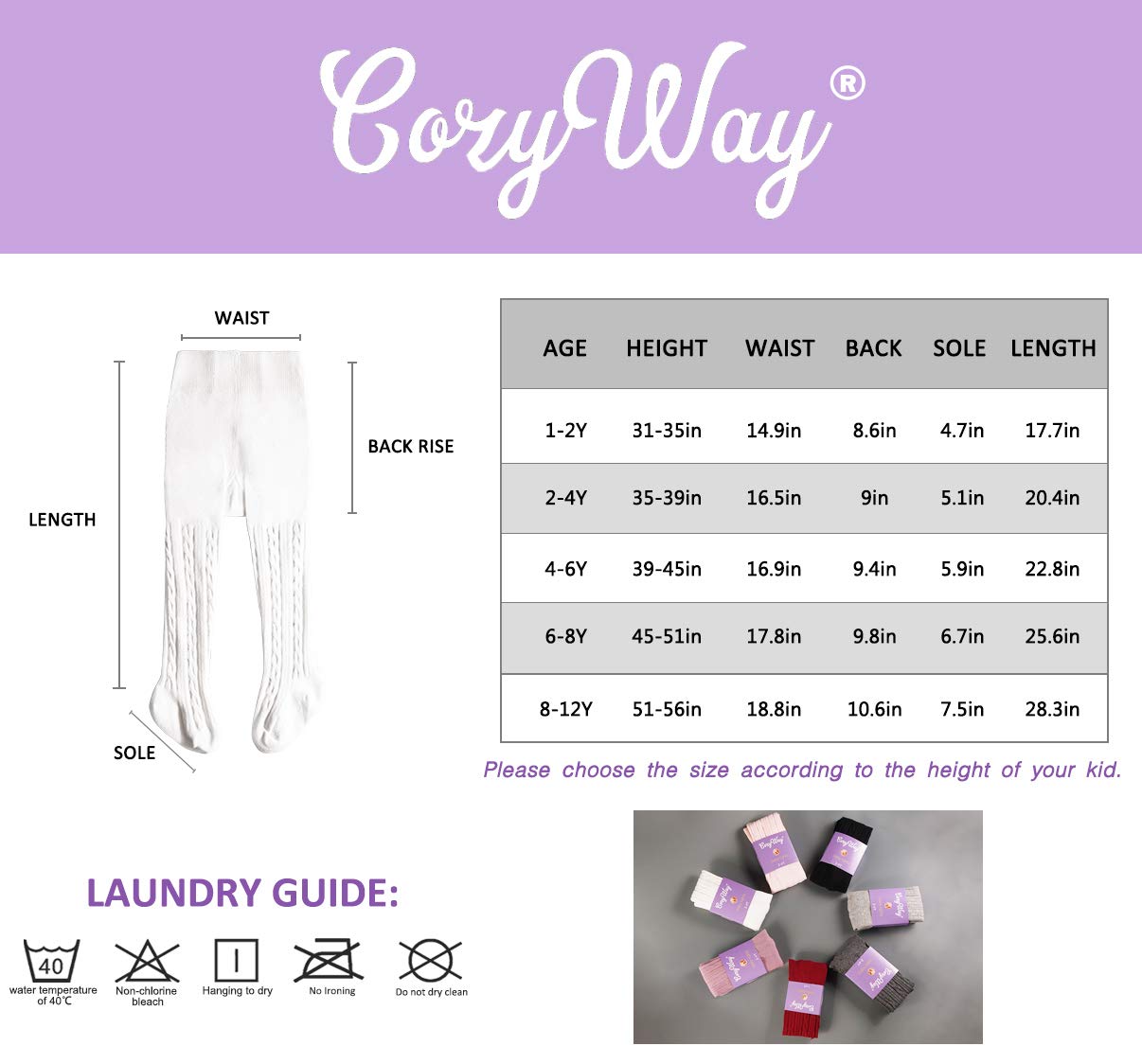 CozyWay Little Girls Tights Seamless Cable Knit Tights for Toddler Girl Baby Girl Pantyhose Leggings Size 1-12 Years