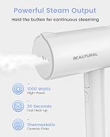 BEAUTURAL Clothes Steamer Foldable Portable 1000W 30s Heat Up White view 2