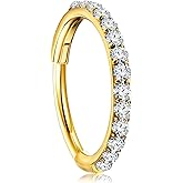 CHARMONLINE 20G Turquoise Nose Septum Rings Hoop 316L Surgical Steel Nose Piercing Jewelry CZ Hinged Segment Cartilage Conch Rook Helix Tragus Lip Ring Daith Earrings