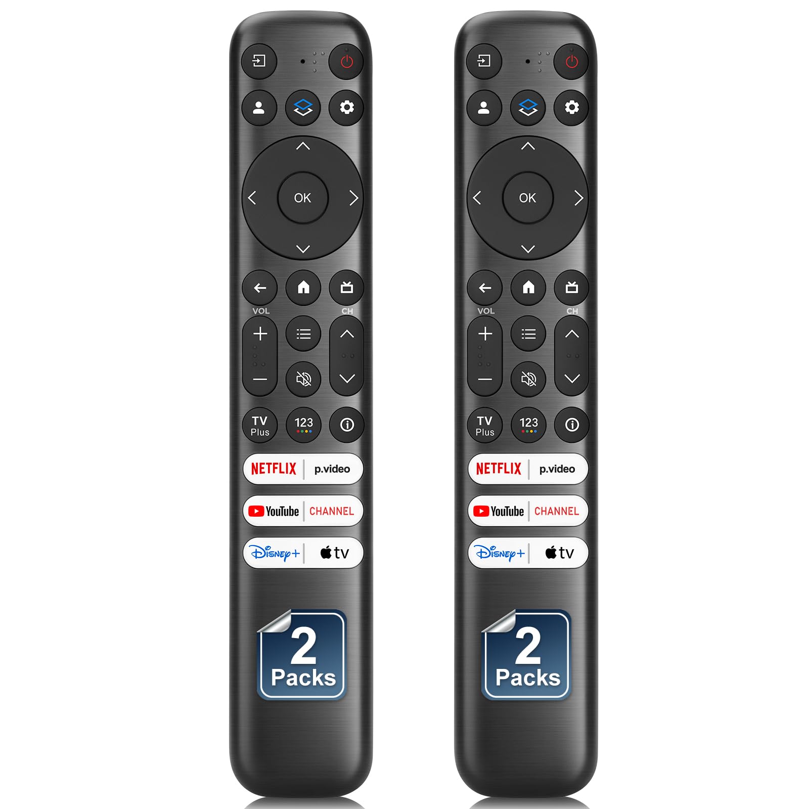 Photo 1 of Only for TCL-Google-TV-Remote-Control Replacement,RC813 Compatible with TCL QM8/QM7/Q7/Q6/Q5/S5/S4/S3 4K UHD HDR LED QLED QD-Mini LED Full-HD Smart TVs(Pack of 2)