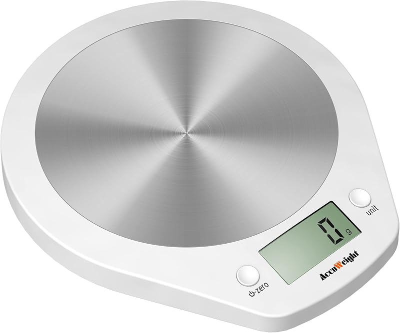 203 Stainless Steel Digital Kitchen Scale 5 Kg Tare LCD White
