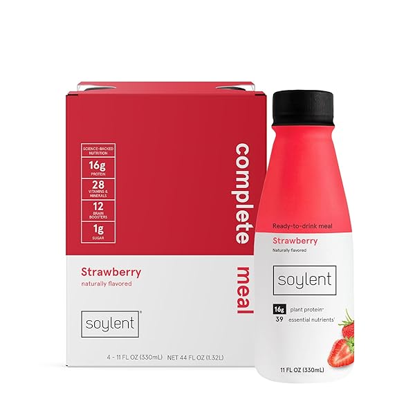 SOYLENT MEAL REPLACEMENT SHAKE, STRAWBERRY, 4 PACK, 11...