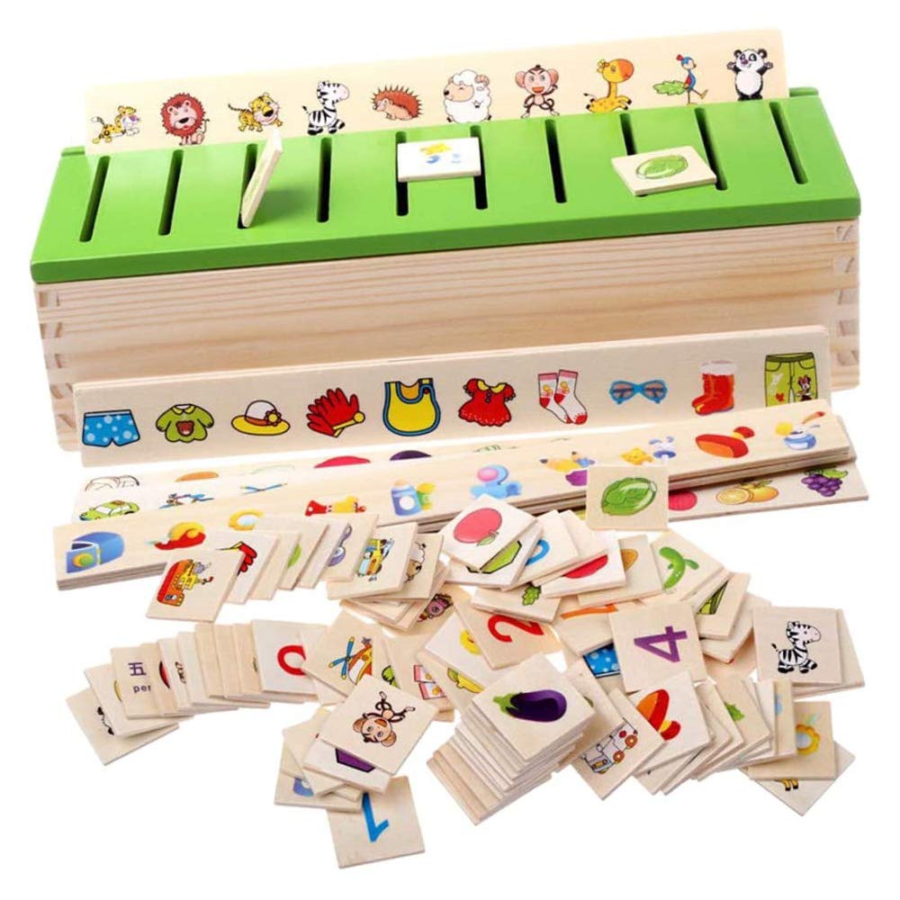 POFET Montessori Sorting Toddlers Kids Education 1 Sorting Box, 8 Sorting Strips, 80 Mini Sorting Cards