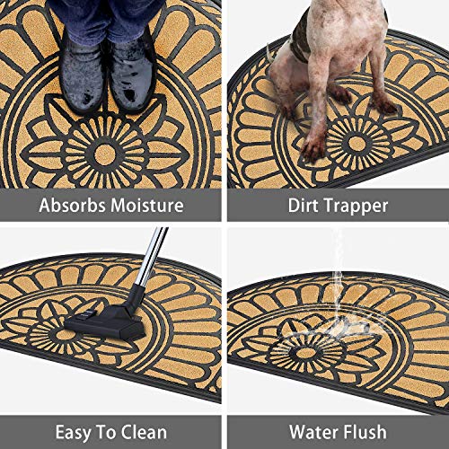 Mibao Half Round Entrance Door Mat, 24 x 36 inch Large NonSlip