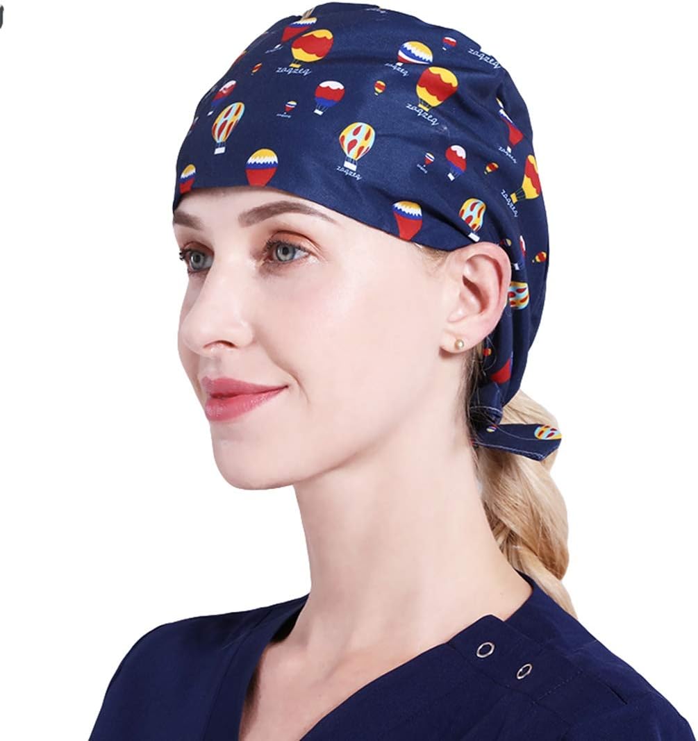 Surrui Scrub Cap Surgical Scrub Cap Medical Doctor Bouffant Turban Cap with Sweatband