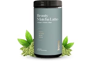 KROMA. Beauty Matcha Latte Powder 17.75 Oz, 503g – Collagen Matcha Green Tea with Protein for Glowing Skin & Hair Support w/Bovine Collagen, w/Ginger, Turmeric & Adaptogenic Mushrooms