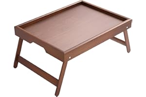 Bamboo Tray Table, Foldable Bed Desk for Laptop, Portable Lap Desk with Anti-Slip Base, Multi-Functional Breakfast Tray for S