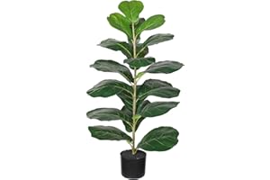 LUWENER 3ft Artificial Fiddle Leaf Fig Tree Plant, Fake Ficus Lyrata in Pot,Ficus Faux Plant Artificial Trees for Office Indoor Outdoor Garden Living Room Home Decor(1PCS-36in)