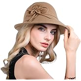 Bellady Women's Elegant Flower Wool Cloche Bucket Bowler Hat
